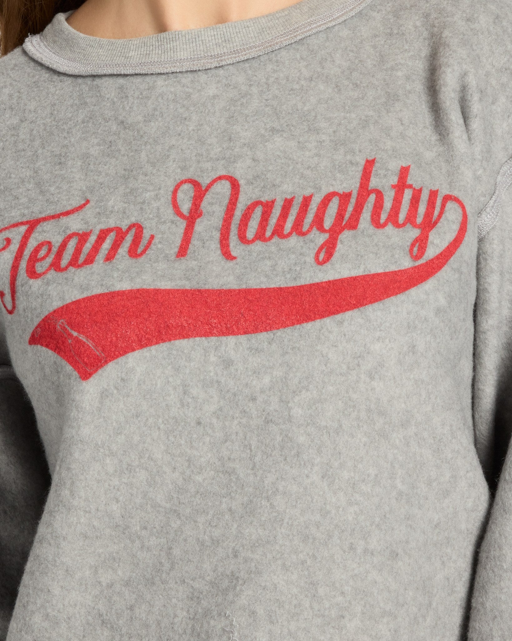 Heather Grey $|& Project Social T Team Naughty/Team Nice Reversible Sweatshirt - SOF Full Front