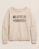 Birch $|& Interval Graphic Mid Length Long Sleeve-Believe - Hanger Detail