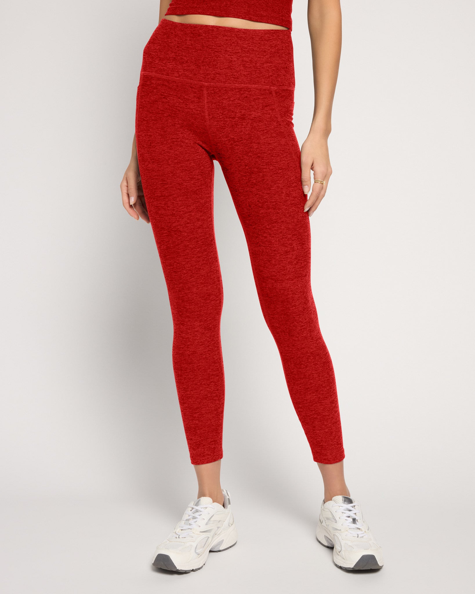 Love Red Heather $|& Interval FlowHeather Sculpt Pocket Legging - SOF Front
