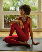 Love Red Heather $|& Interval FlowHeather Sculpt Crossover Leggings - SOF Side