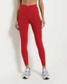 Love Red Heather $|& Interval FlowHeather Sculpt Crossover Leggings - SOF Full Front