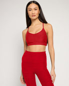 Love Red Heather $|& Interval FlowHeather Sculpt Movement Racer Back Bra - SOF Front