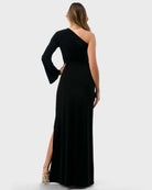 Black $|& Brooklyn Isles One Shoulder Maxi Dress - Hanger Side