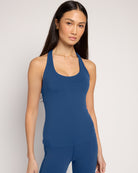 Deep Teal $|& Interval CloudLight Duration Racer Back High Hip Tank - SOF Front