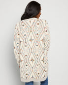 Ivory Mix $|& Bobeau Eyelash Open Front Cardigan - SOF Back