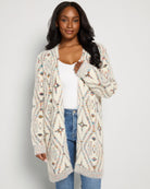 Ivory Mix $|& Bobeau Eyelash Open Front Cardigan - SOF Front