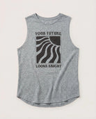Heather Grey $|& Interval Aspire Graphic Tank- The Future Looks Bright - Hanger Detail