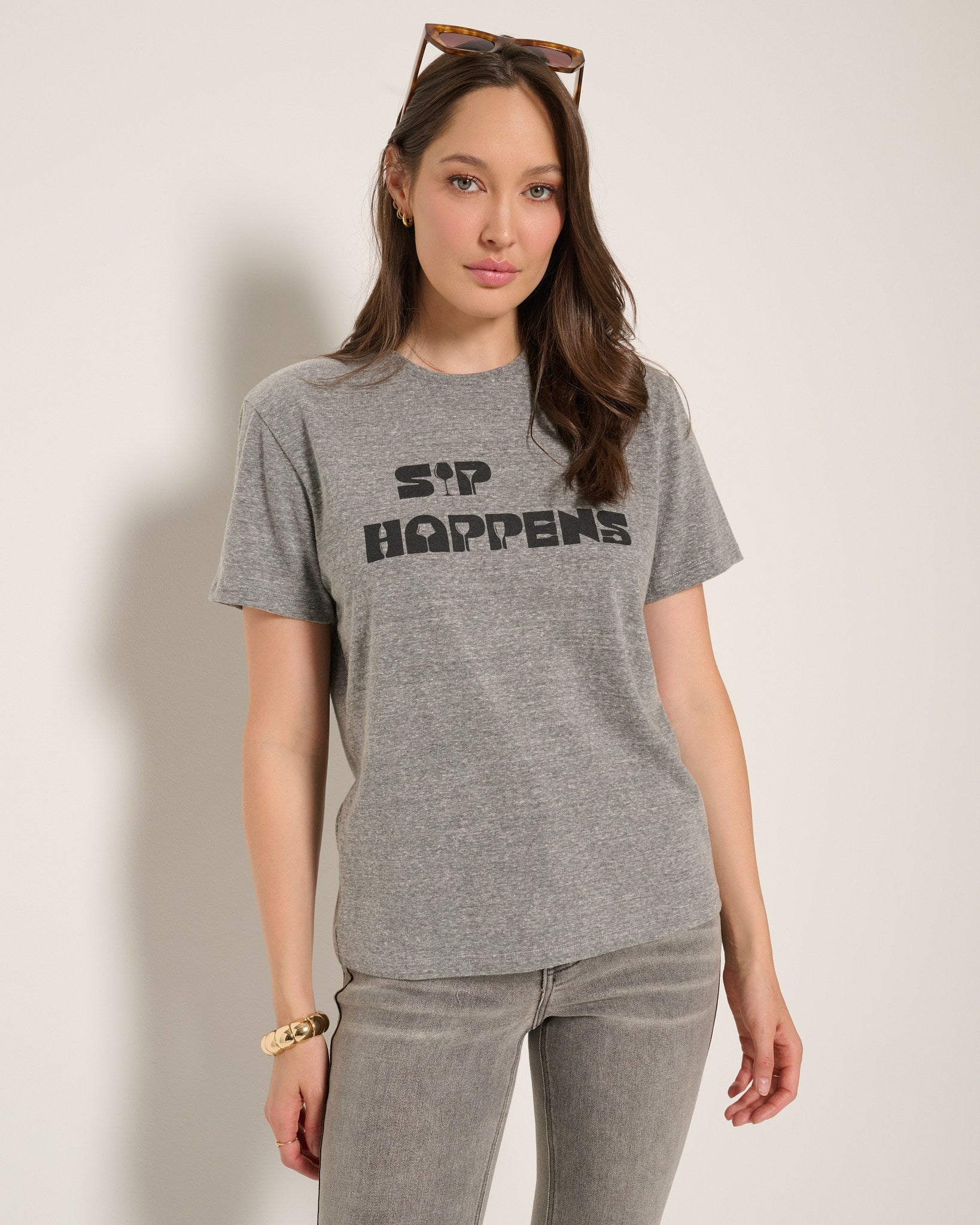 Heather Grey $|& SEAS Floret Relaxed Graphic Tee - SOF Full Front