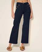 Mariner Midnight $|& SEAS Acacia Button Wide Leg Twill Pant - SOF Front