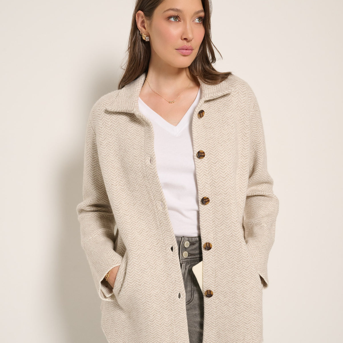 Herringbone Shacket - Soft Structure & Polished Style – Wantable