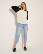 Cream Black $|& SEAS Rookie Raglan Long Sleeve Tee - VOF Front