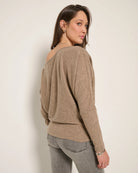 Heather Dark Camel $|& SEAS Mackenzie Off Shoulder Top - SOF Back