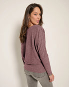 Heather Purple $|& SEAS Mackenzie Off Shoulder Top - SOF Back