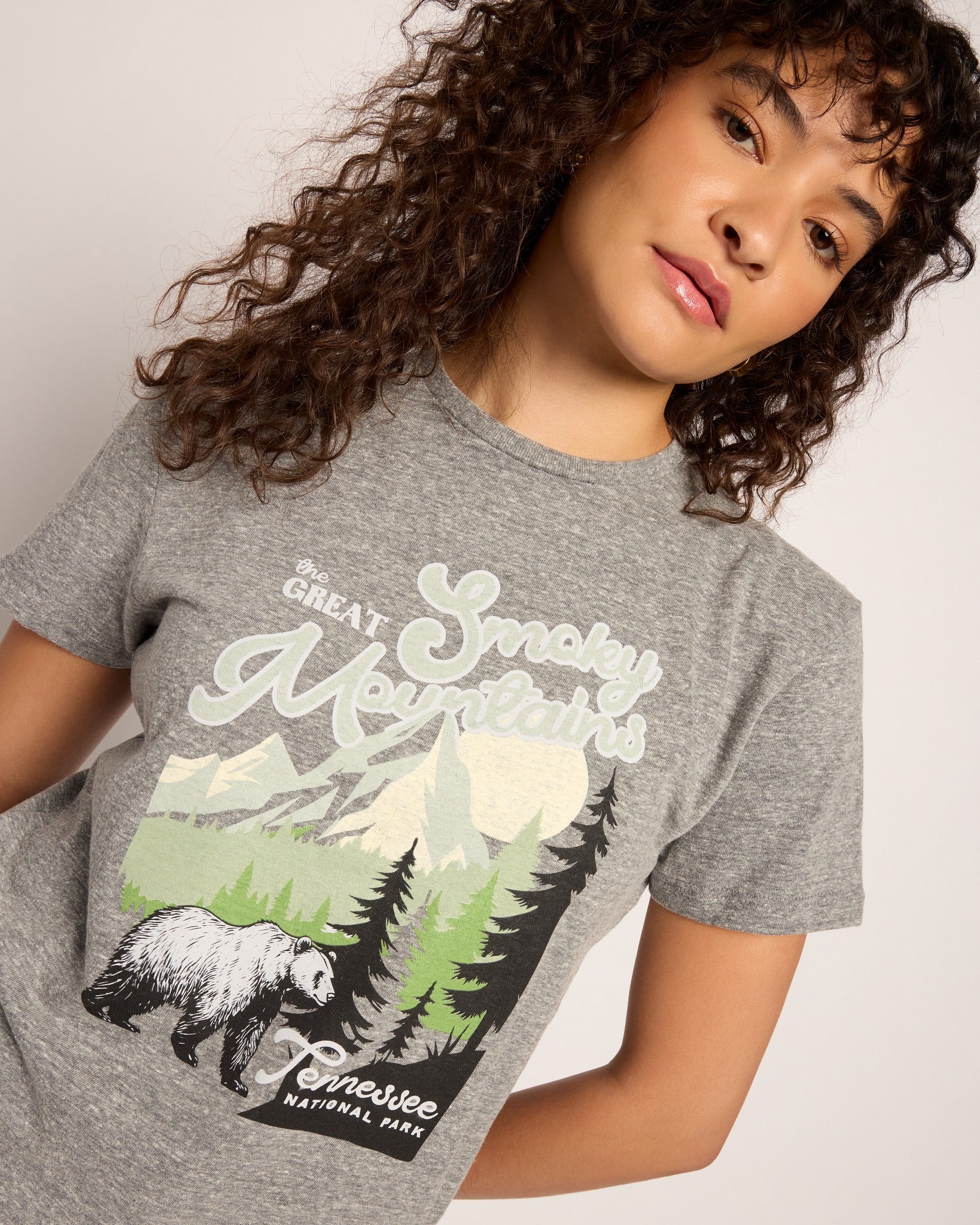 Heather Grey $|& Herizon Cherry Relaxed Graphic Tee - SOF Full Front