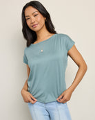 Goblin Blue $|& SEAS Edgewater Off The Shoulder Tee - SOF Front