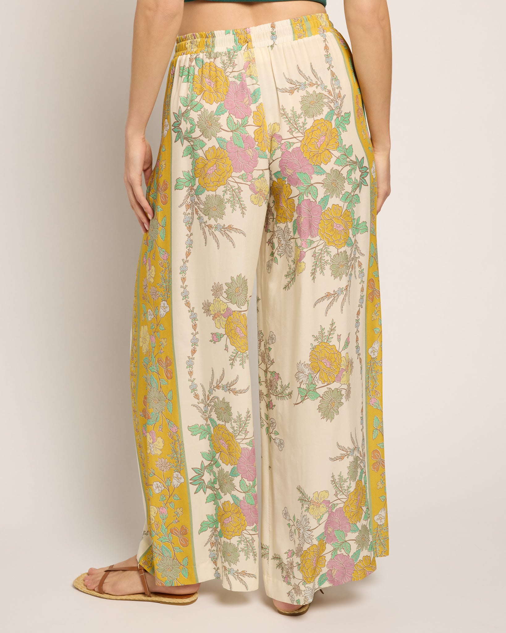 Cream Floral $|& SEAS Zuma Smocked Waist Pant - SOF Back