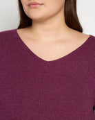 Dark Plum $|& Staccato Mini Waffle Pullover Sweater - SOF Full Front