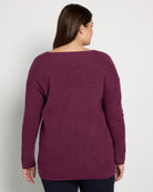 Dark Plum $|& Staccato Mini Waffle Pullover Sweater - SOF Back