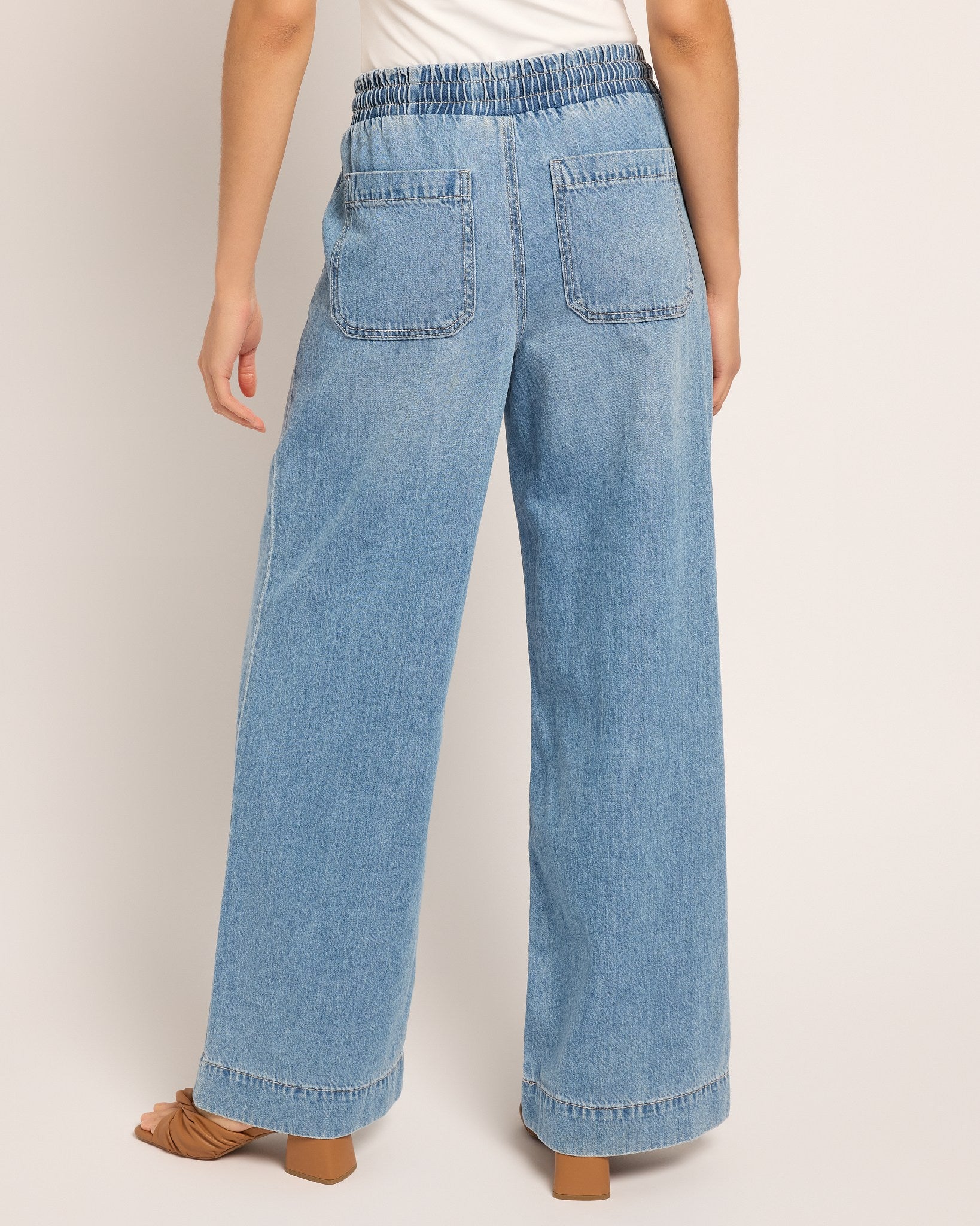 Light Blue Denim $|& Vero Moda Allison Drawstring Waist Jeans - SOF Back