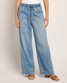 Light Blue Denim $|& Vero Moda Allison Drawstring Waist Jeans - SOF Front
