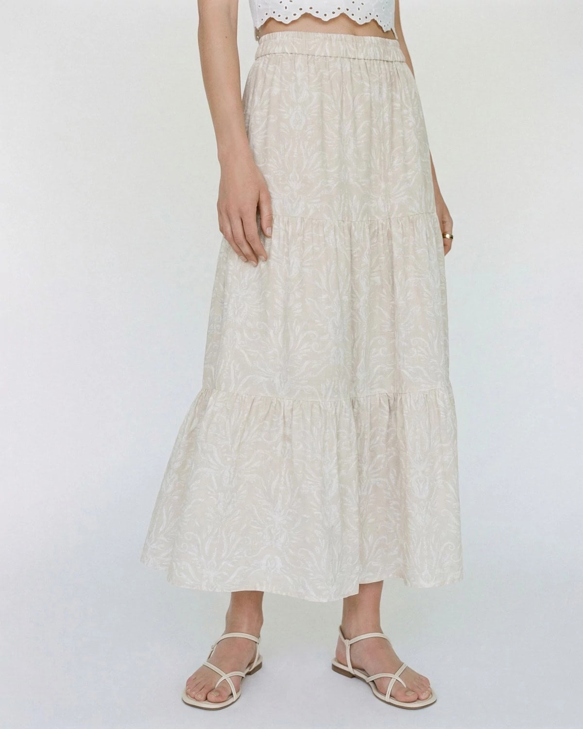 Pumice Stone Ally $|& Vero Moda Ditche Tiered Maxi Skirt - Hanger Back
