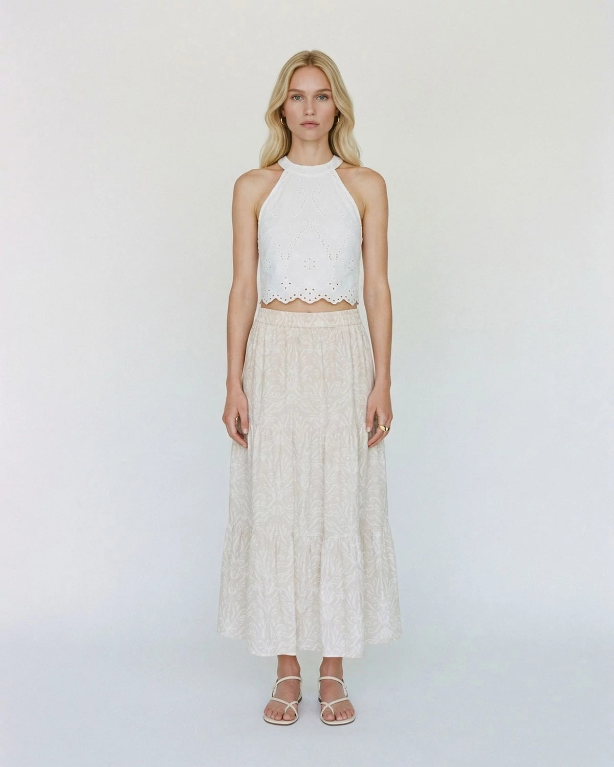 Pumice Stone Ally $|& Vero Moda Ditche Tiered Maxi Skirt - VOF Detail