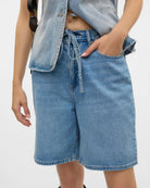 Light Blue Denim $|& Vero Moda Villa Denim Bermuda Short - Hanger Back