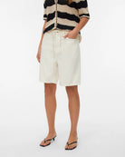 Ecru $|& Vero Moda Villa Denim Bermuda Short - Hanger Back