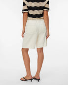 Ecru $|& Vero Moda Villa Denim Bermuda Short - Hanger Side