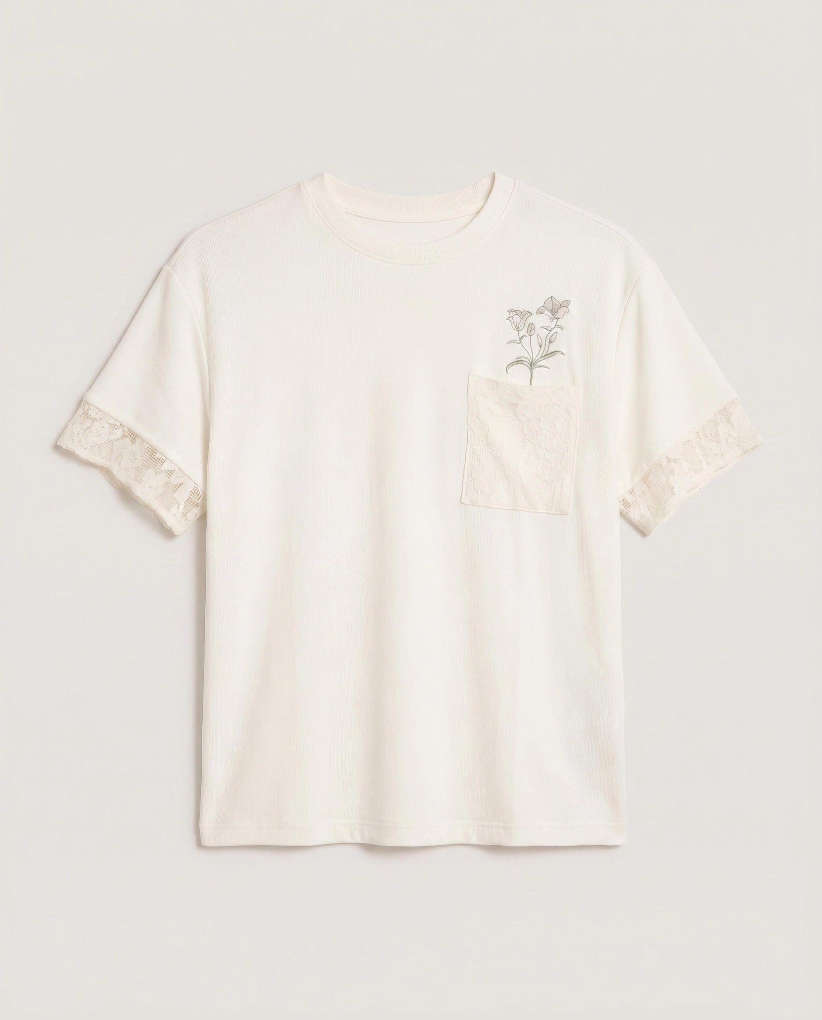 Cream $|& SEAS Posh Mixed Media Boyfriend Tee - Hanger Detail