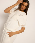Cream $|& SEAS Posh Mixed Media Boyfriend Tee - VOF Front