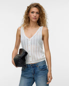 Snow White $|& Vero Moda V-Neck Sweater Tank - VOF Detail