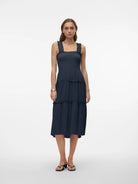 Navy Blazer $|& Vero Moda Solid Midi Dress - VOF Detail