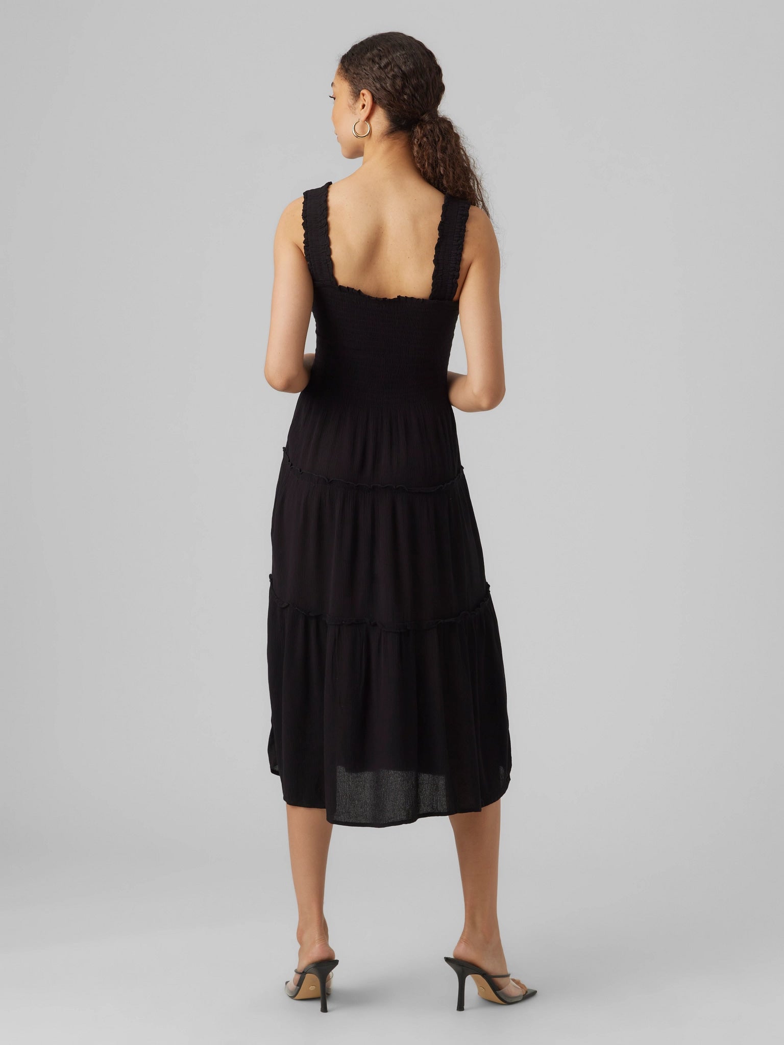 Black $|& Vero Moda Solid Midi Dress - Hanger Side
