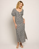 Birch Navy Blazer Bonnie $|& Vero Moda Printed Short Sleeve Maxi Dress - SOF Front