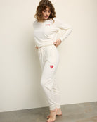 Cream $|& SEAS Shoreline Hacci "Heart" Graphic Jogger - UGC On Fig