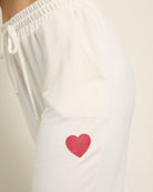 Cream $|& SEAS Shoreline Hacci "Heart" Graphic Jogger - SOF Full Front