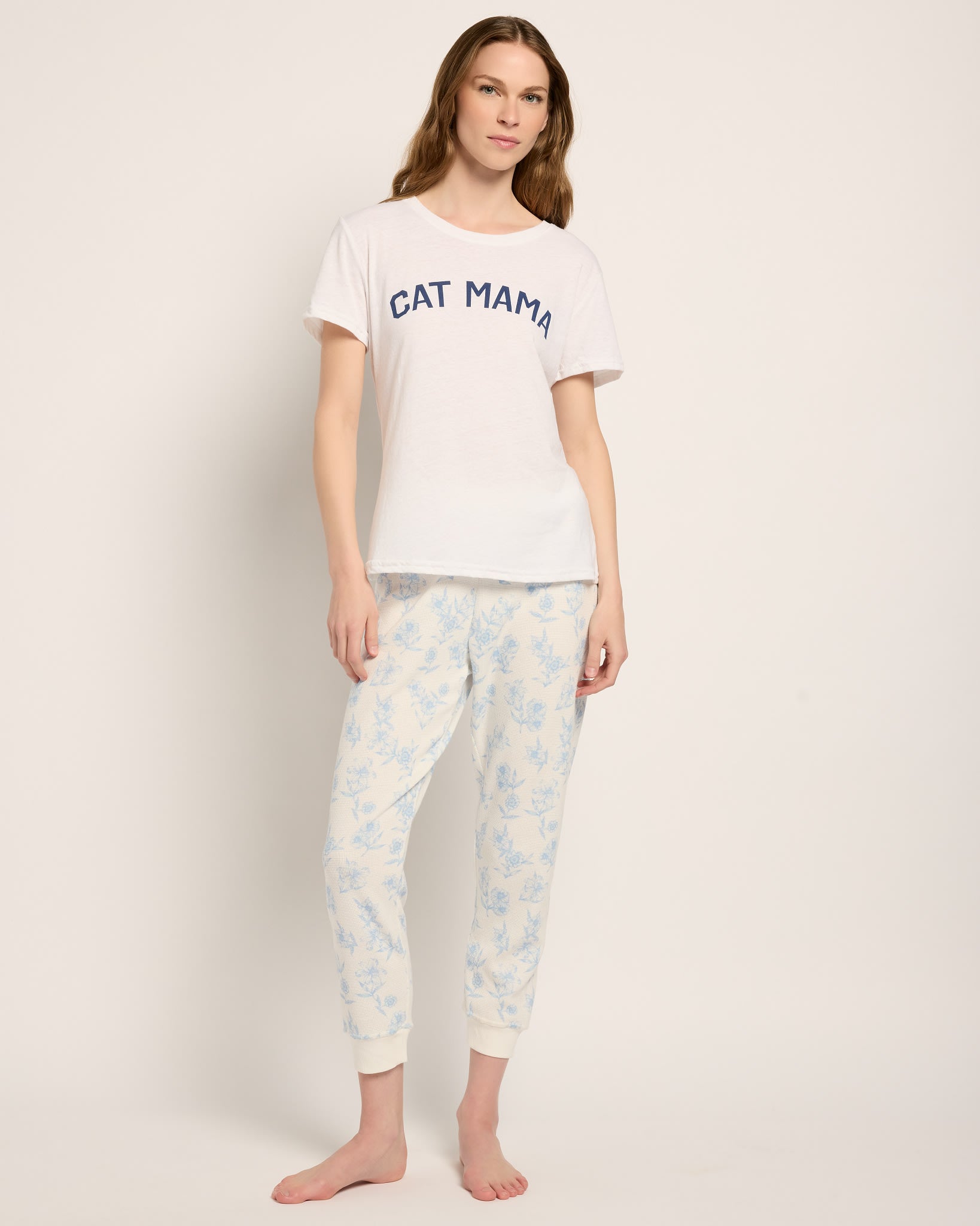 White $|& SEAS Cat Mom Graphic Sleep Tee - UGC On Fig
