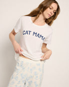 White $|& SEAS Cat Mom Graphic Sleep Tee - SOF Front