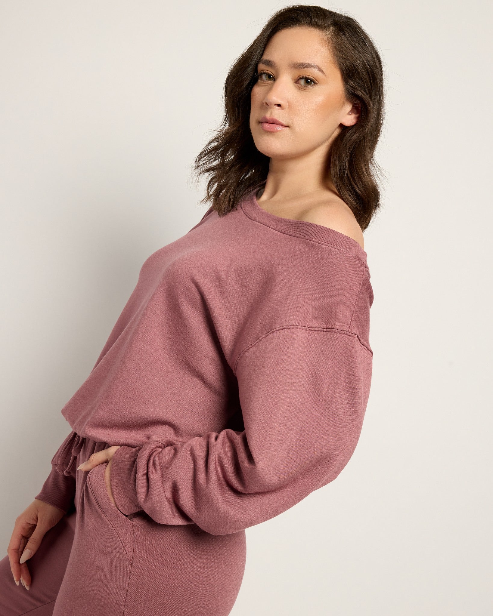 Rose $|& SEAS Over the Clouds One Shoulder Top - VOF Front