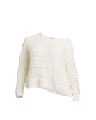 White $|& SEAS Sage Off Shoulder Pointelle Sweater - Hanger Detail