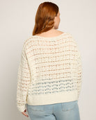 White $|& SEAS Sage Off Shoulder Pointelle Sweater - SOF Back