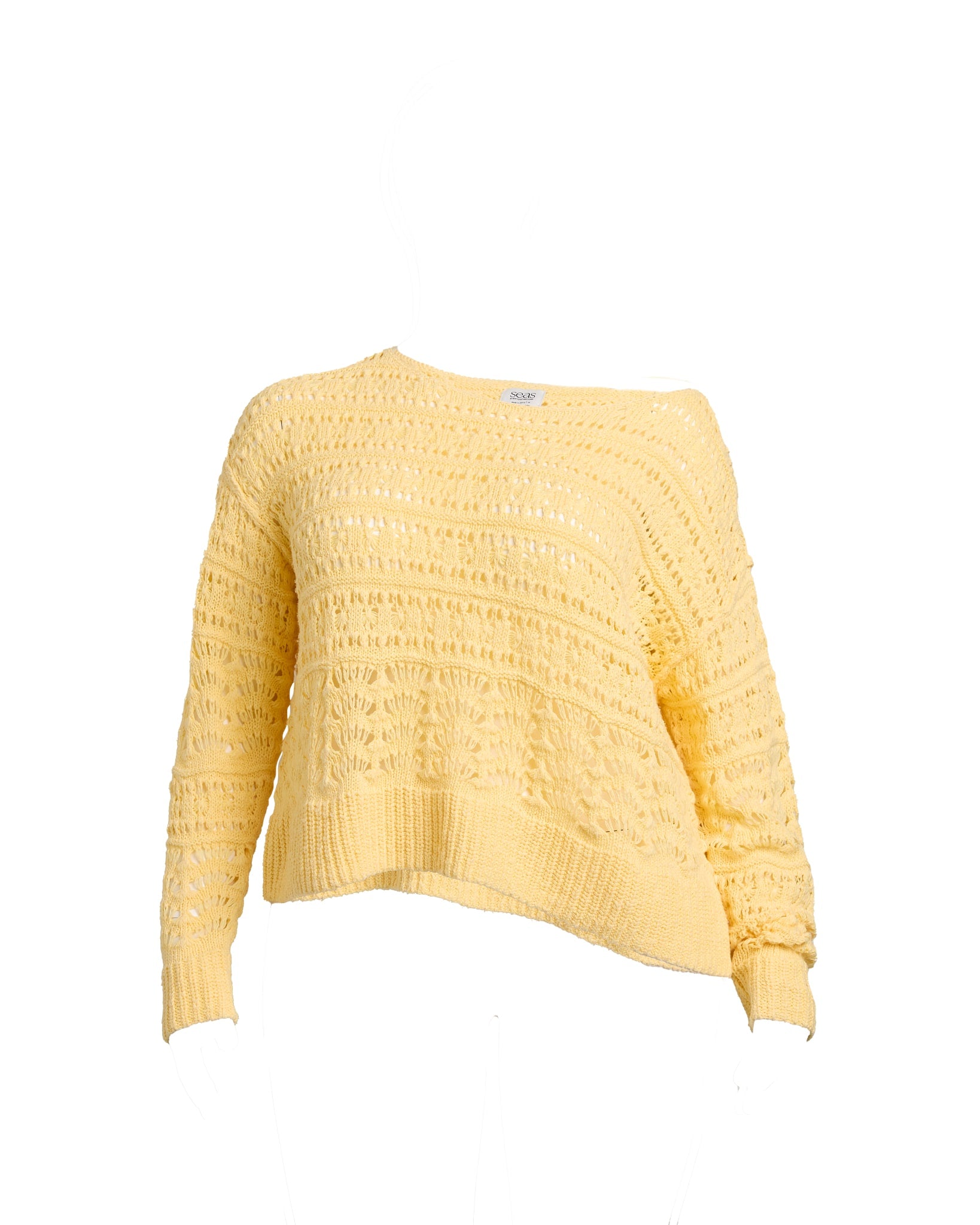 Butter $|& SEAS Sage Off Shoulder Pointelle Sweater - Hanger Detail