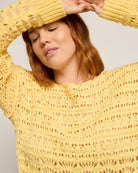 Butter $|& SEAS Sage Off Shoulder Pointelle Sweater - VOF Front