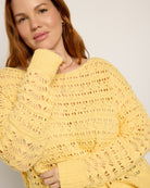 Butter $|& SEAS Sage Off Shoulder Pointelle Sweater - SOF Full Front