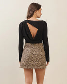 Black $|& ABLE Open Back Cowl Detailed Knit Sweater Top - Hanger Side