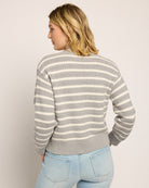 Heather Grey $|& SEAS Glacier Striped Cardigan - SOF Back