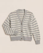 Heather Grey $|& SEAS Glacier Striped Cardigan - Hanger Detail
