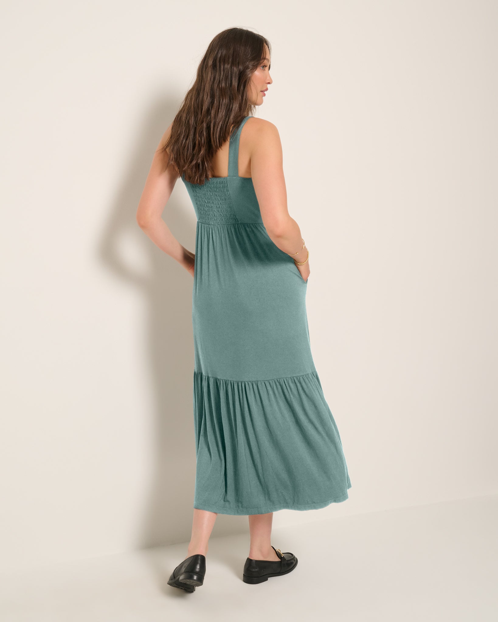 Seaglass $|& SEAS Lotus Ruffle Hem Dress - SOF Back