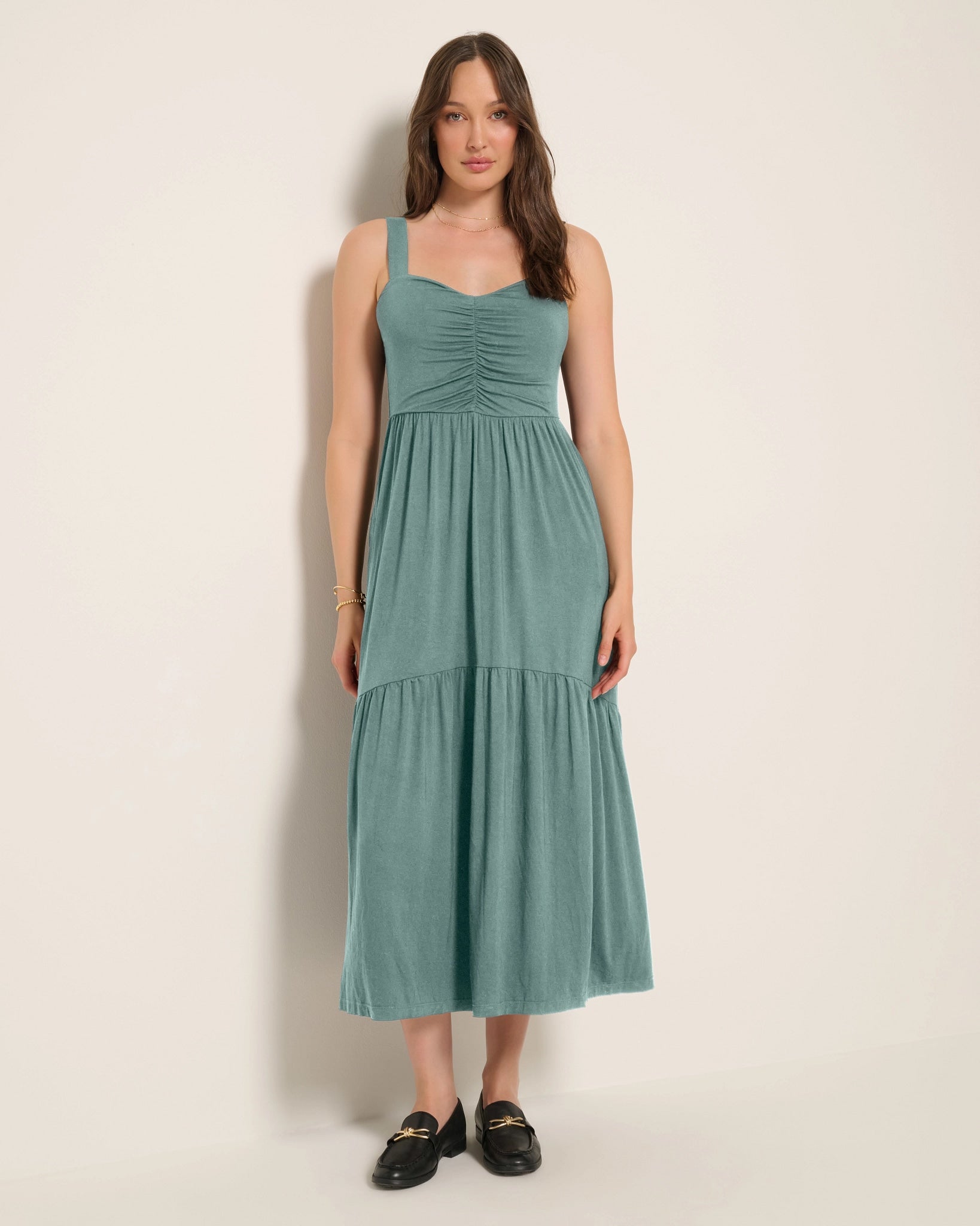 Seaglass $|& SEAS Lotus Ruffle Hem Dress - SOF Front
